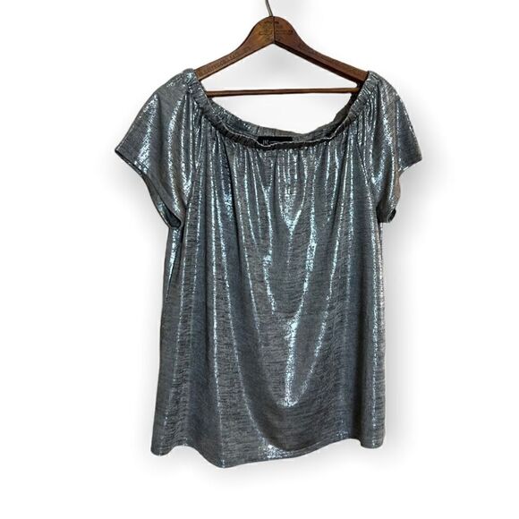 INC Metallic Off Shoulder Short Sleeve Top - Picture 1 of 5
